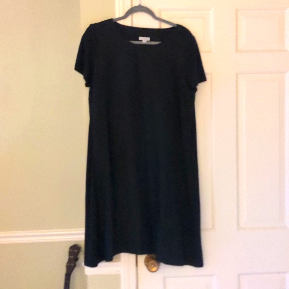 Pure Jill J. Jill Linen Shift Dress Short Sleeve Mixed Media Knee Size Medium